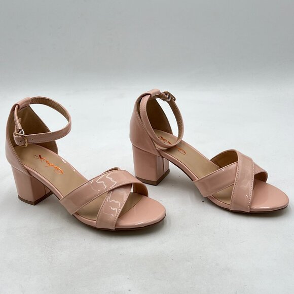 XYD Nude Ankle Strap Low Heel Chunky Sandals Open Toe Comfortable Stylish Shoes - Picture 3 of 7